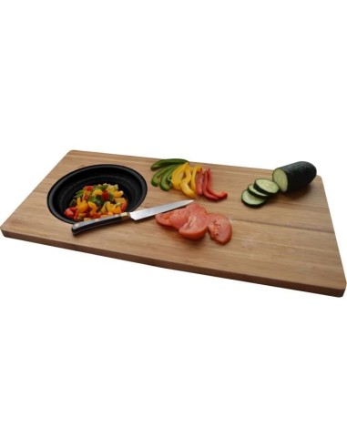 Planche a découper en bambou - JOCCA - Passoire en plastique - 58 x 29 x 1,8 cm - Naturel et noir – JOCCA (Planche A Decouper) | STORE PRO SHOP 