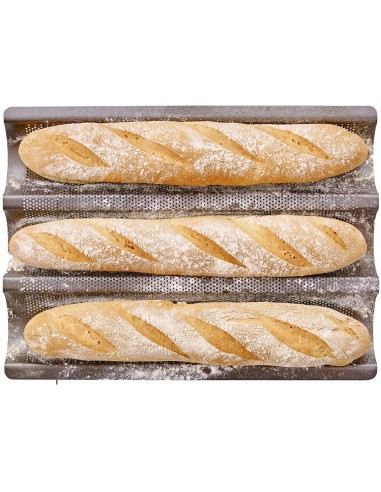 Plaque de cuisson perforée - BIRKMANN - EASY BAKING - Acier carbone - Anti adhésif - Pour 3 baguettes - 39,5 x 29,5 x 4,5 cm – BIRKMANN (Plaque A Patisserie) | STORE PRO SHOP 