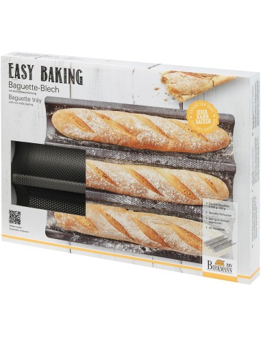 Plaque de cuisson perforée - BIRKMANN - EASY BAKING - Acier carbone - Anti adhésif - Pour 3 baguettes - 39,5 x 29,5 x 4,5 cm – BIRKMANN (Plaque A Patisserie) | STORE PRO SHOP 