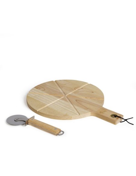 Set a pizza - LIVOO - MES138 - 40 x 30 x 1,5 cm - 1 roulette a pizza - En bois d'hévéa – LIVOO (Planche A Decouper) | STORE PRO SHOP 