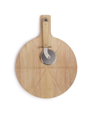 Set a pizza - LIVOO - MES138 - 40 x 30 x 1,5 cm - 1 roulette a pizza - En bois d'hévéa – LIVOO (Planche A Decouper) | STORE PRO SHOP 