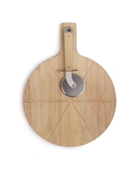Set a pizza - LIVOO - MES138 - 40 x 30 x 1,5 cm - 1 roulette a pizza - En bois d'hévéa – LIVOO (Planche A Decouper) | STORE PRO SHOP 