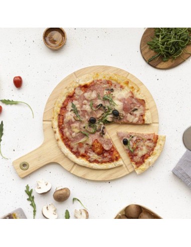 Set a pizza - LIVOO - MES138 - 40 x 30 x 1,5 cm - 1 roulette a pizza - En bois d'hévéa – LIVOO (Planche A Decouper) | STORE PRO SHOP 