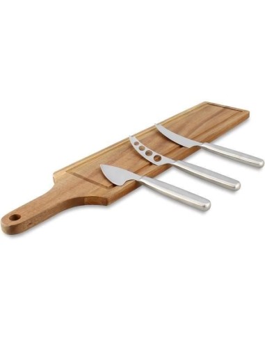 Planche a decouper - MENASTYL - 5040079 - Rectangulaire - En bois d'acacia - Avec 3 couteaux a fromage en inox – MENASTYL (Planche A Decouper) | STORE PRO SHOP 
