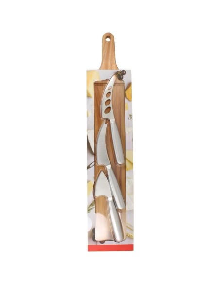 Planche a decouper - MENASTYL - 5040079 - Rectangulaire - En bois d'acacia - Avec 3 couteaux a fromage en inox – MENASTYL (Planche A Decouper) | STORE PRO SHOP 