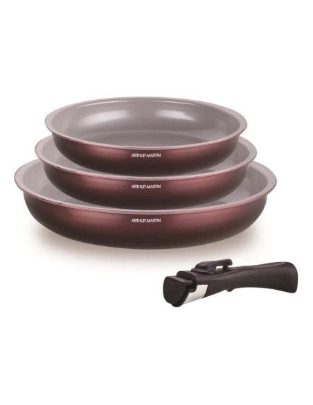 Set de 3 poeles - ARTHUR MARTIN - AM8866 - Tous feux dont induction - 20/24/28 cm  1 poignée - Aluminium - Revetement céramiqu – ARTHUR MARTIN (Poele - Sauteuse) | STORE PRO SHOP 