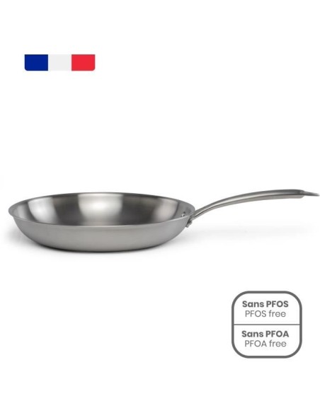Brigade - Poele en acier inoxydable 28 cm - LIVOO - MEP159 - Acier inoxydable Triply - Tous feux dont induction - Made in Fran – LIVOO (Poele - Sauteuse) | STORE PRO SHOP 