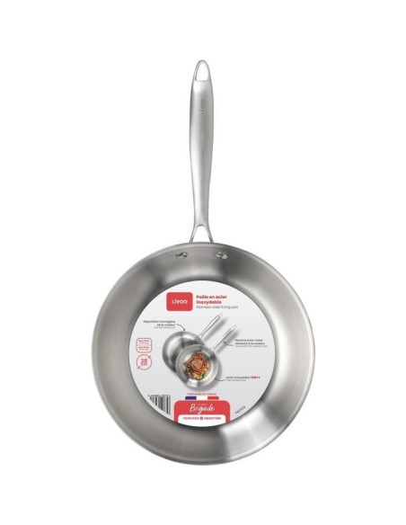 Brigade - Poele en acier inoxydable 28 cm - LIVOO - MEP159 - Acier inoxydable Triply - Tous feux dont induction - Made in Fran – LIVOO (Poele - Sauteuse) | STORE PRO SHOP 