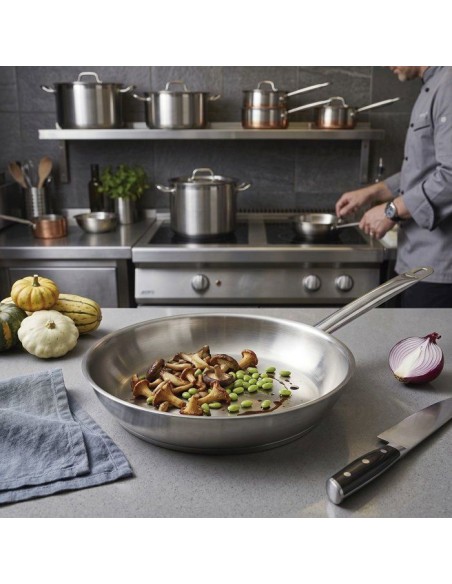 Poele inox - INOXIBAR - 26 cm - acier inoxydable - fond diffuseur - induction – INOXIBAR (Poele - Sauteuse) | STORE PRO SHOP 