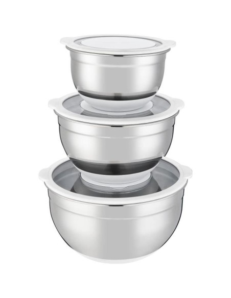 Set de saladiers - ARTHUR MARTIN - AM486 - 16-20-24 cm - Couvercles hermétiques - Acier inoxydable - Fond en silicone anti-dér – ARTHUR MARTIN (Saladier) | STORE PRO SHOP 