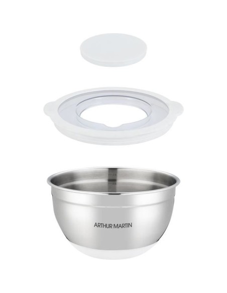 Set de saladiers - ARTHUR MARTIN - AM486 - 16-20-24 cm - Couvercles hermétiques - Acier inoxydable - Fond en silicone anti-dér – ARTHUR MARTIN (Saladier) | STORE PRO SHOP 