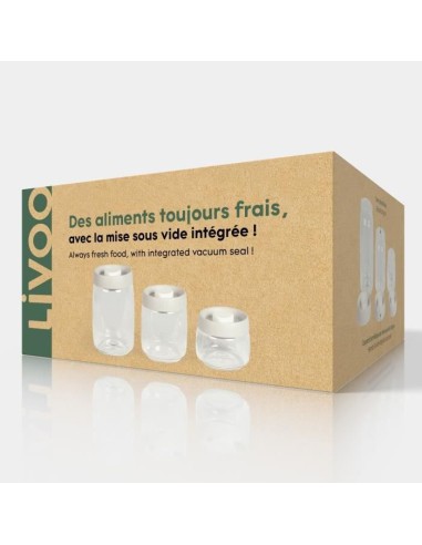 Set de 3 bocaux sous vide - LIVOO - MEN401 - 400 ml, 800 ml, et 1,2 L - Verre borosciliate - Compatible congélation – LIVOO (Systeme De Mise Sous Vide) | STORE PRO SHOP 