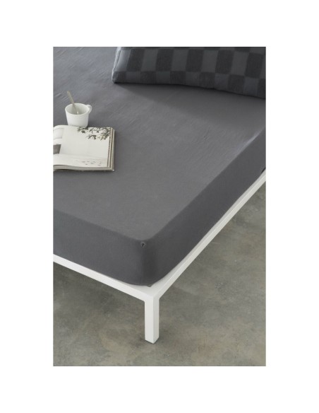 Drap housse Naturals ELBA Gris foncé 150 x 200 (Gran lit 2 persones)
