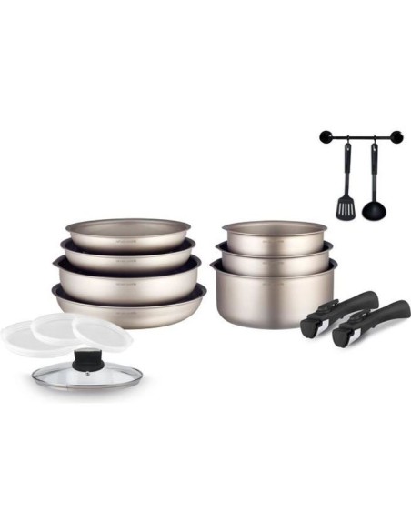 Batterie de cuisine Arthur Martin AM133CH 15 pieces - Aluminium - Poignée amovible - Tous feux dont induction – ARTHUR MARTIN (Batterie De Cuisine) | STORE PRO SHOP 