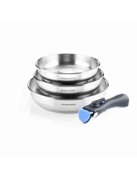 Set de 3 poeles 20-24-26 cm Arthur Martin AM1410 - Acier Inoxydable - Poignée amovible - Tous feux dont induction – ARTHUR MARTIN (Batterie De Cuisine) | STORE PRO SHOP 