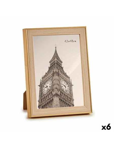 Cadre photo 15,6 x 2 x 20,7 cm Doré Marron Plastique verre (6 Unités)