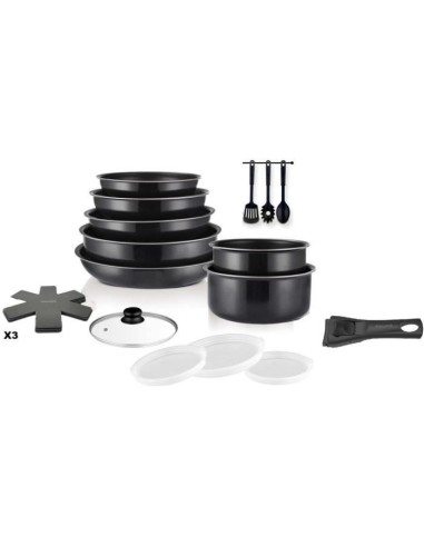 Batterie de cuisine - Tous feux dont induction - ART  CUISINE - AC1824 - Aluminium - 18 pieces - Anti-adhérent - Poignée amovi – ART & CUISINE (Batterie De Cuisine) | STORE PRO SHOP 