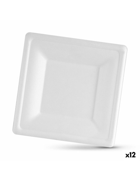 Service de vaisselle Algon Produits à usage unique Blanc Canne à sucre Carré 20 cm (12 Unités)