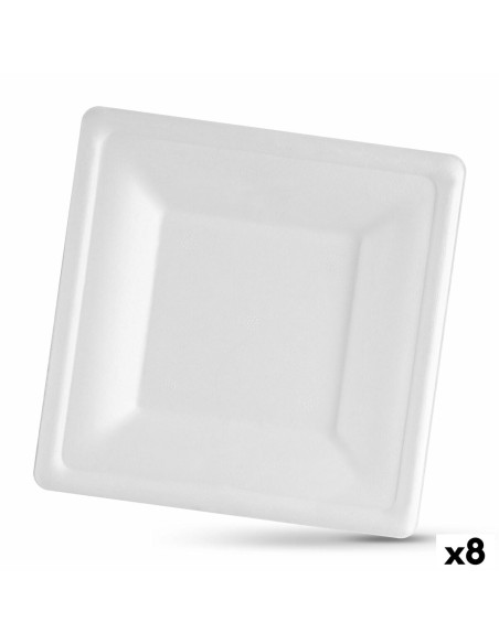 Service de vaisselle Algon Produits à usage unique Blanc Canne à sucre Carré 26 cm (8 Unités)