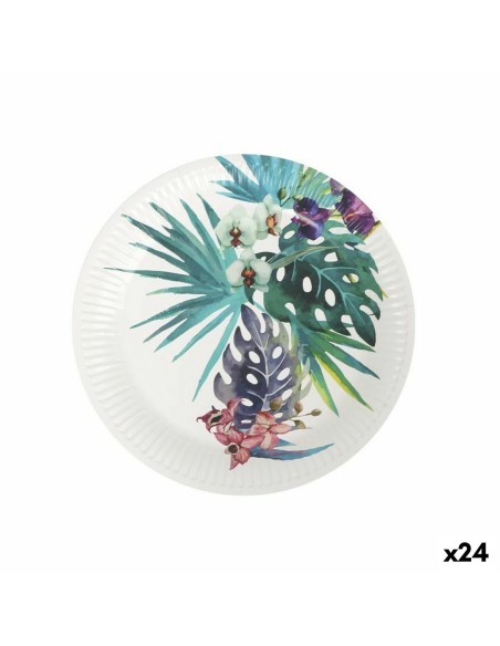Service de vaisselle Algon Produits à usage unique Carton Tropical 8 Pièces 23 cm (24 Unités)