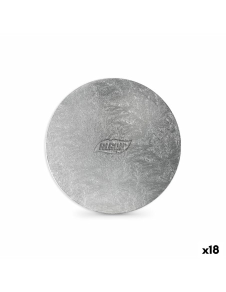 Base de gâteau Algon Argenté 30 x 30 x 1,5 cm Rond (18 Unités)
