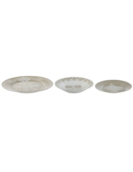Service de Vaisselle Home ESPRIT Bleu Beige Porcelaine 18 Pièces 27 x 27 x 2 cm