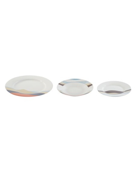 Service de Vaisselle Home ESPRIT Bleu Vert Porcelaine Tropical 18 Pièces 27 x 27 x 2 cm