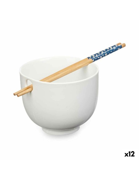 Bol Blanc Bambou 24 x 10,7 x 13,3 cm Bâtons asiatico/oriental (12 Unités)