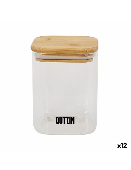 Récipient de Conservation des Aliments Quttin Bambou Verre Borosilicaté 480 ml (12 Unités)