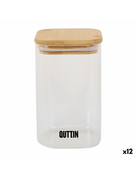 Récipient de Conservation des Aliments Quttin Bambou Verre Borosilicaté 720 ml (12 Unités)