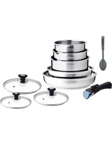 Batterie de cuisine induction - Arthur Martin - AM4485 - Acier inoxydable - 10 pieces - Poignée amovible - Tous feux dont indu – ARTHUR MARTIN (Batterie De Cuisine) | STORE PRO SHOP 
