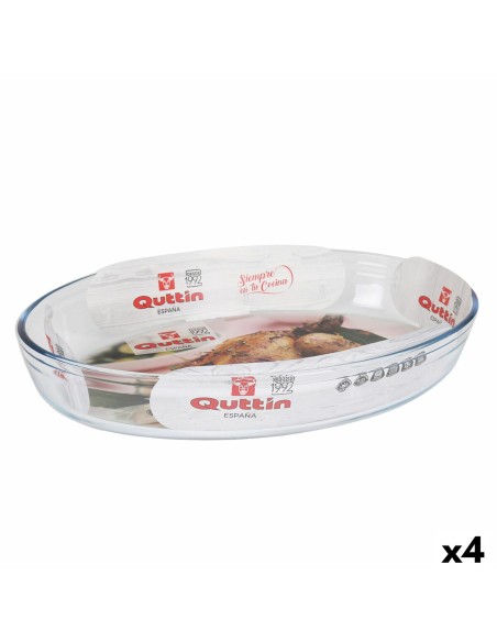 Plat de Four Quttin   Transparent verre Oblongue 4,5 L 39,6 x 27,35 x 6,6 (4 Unités)