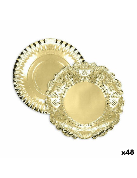 Plateau apéritif Algon Doré Ronde 35 x 35 x 2 cm (48 Unités)