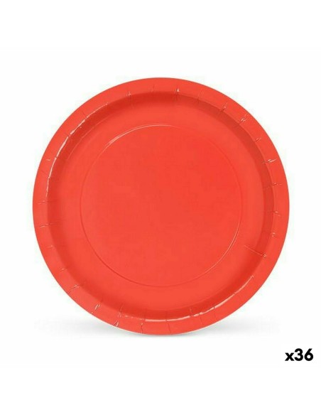 Service de vaisselle Algon Produits à usage unique Carton Rouge 10 Pièces 20 x 20 x 1,5 cm (36 Unités)