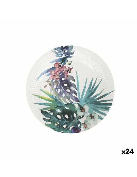 Service de vaisselle Algon Produits à usage unique Carton Tropical 10 Pièces 20 cm (24 Unités)