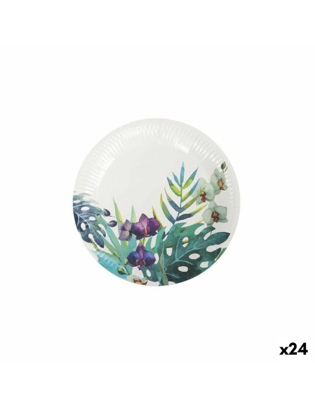 Service de vaisselle Algon Produits à usage unique Carton Tropical 12 Pièces 18 cm (24 Unités)