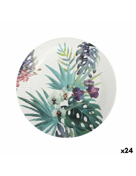 Service de vaisselle Algon Produits à usage unique Carton Tropical 3 Pièces 28 cm (24 Unités)