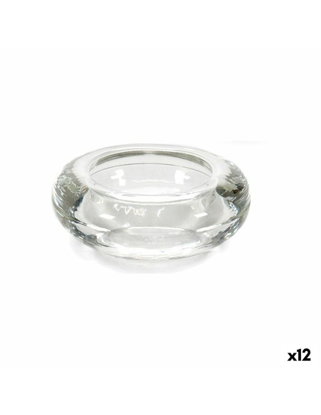 Bougeoir Transparent verre 6,5 x 2,5 x 6,5 cm (12 Unités)