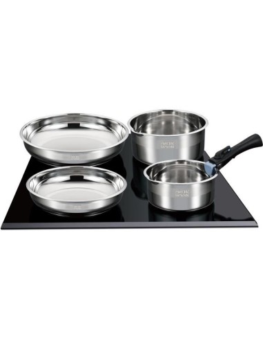 ARTHUR MARTIN AM5538 - Batterie de cuisine 8 pieces Inox : 3 poeles, 3 casseroles, 2 poignées - Tous feux dont induction – ARTHUR MARTIN (Batterie De Cuisine) | STORE PRO SHOP 