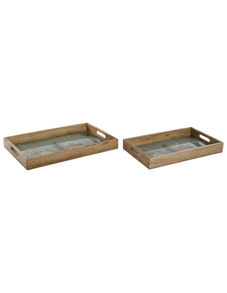Jeux de plateaux Home ESPRIT Bleu Naturel Bois de manguier 43,5 x 27 x 5,5 cm (2 Unités)