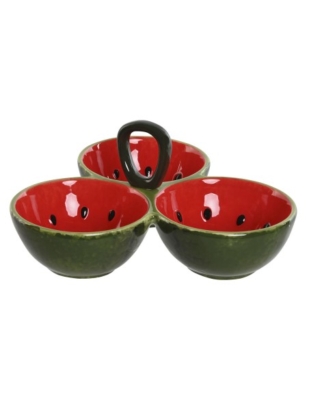 Bol pour Apéritifs Home ESPRIT Rouge Vert Grès Pastèque 23 x 22 x 10,5 cm