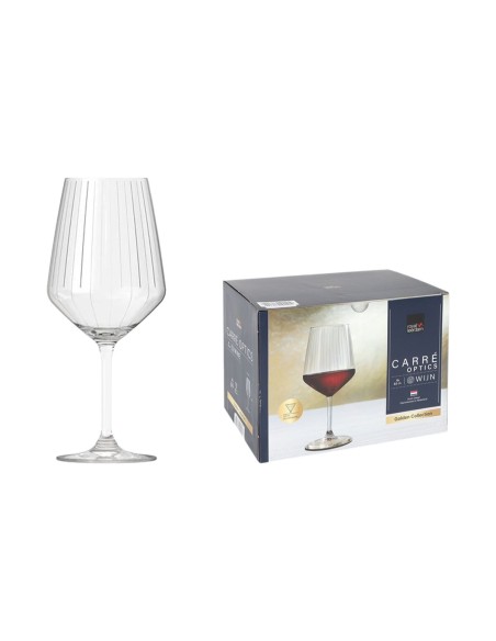 Set de verres à vin Inde Carre optics ø 9,8 x 22,2 cm 650 ml 6 Pièces