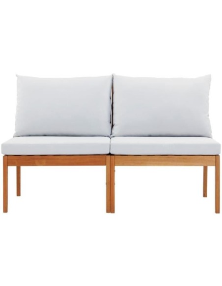 Banquette de jardin ALMA en bois d'acacia FSC avec coussins - 2 personnes - Gris