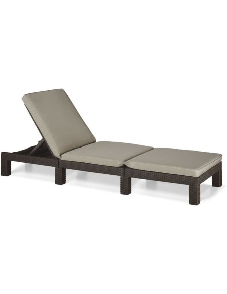 Allibert by KETER - Daytona - bain de soleil - résine imitation rotin tressé - marron - dossier réglable