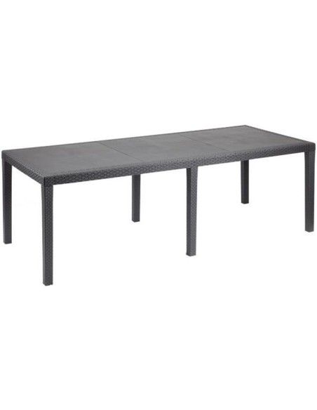 Table a manger outdoor Queen effet rotin - Anthracite - 220 x 90 x 72 cm