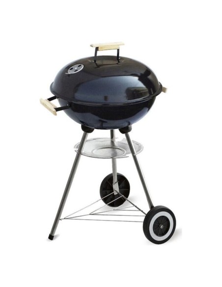Barbecue à Charbon avec Couvercle et Roulettes Algon Noir (Ø 45 cm) Acier émaillé