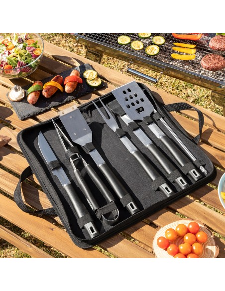 Kit d’Ustensiles pour Barbecue avec Mallette de Transport BBSet InnovaGoods 12 Pièces