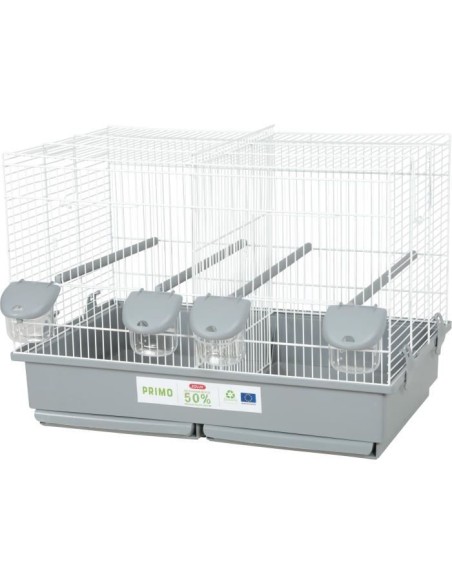 Cage d'élevage oiseaux - Zolux - Primo Cati - Pour canari mandarin - 57 x p34.5 x 41 cm - Blanc et gris