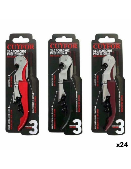 Tire-bouchon avec coupe-sceau et décapsuleur Cuyfor 8423607130017 12,5 x 2,5 cm (24 Unités) (12,5 x 2,5 cm)