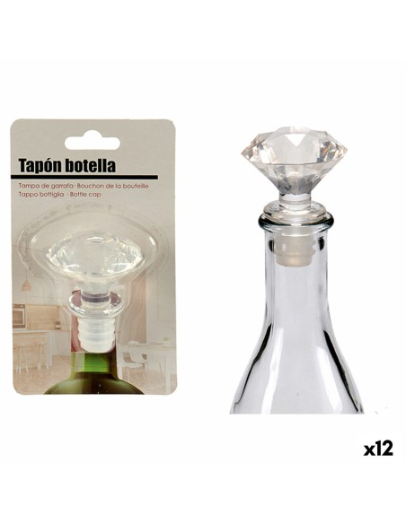 Bouchon hermétique pour bouteille Transparent 4,5 x 14,5 x 8,5 cm Diamant (12 Unités)